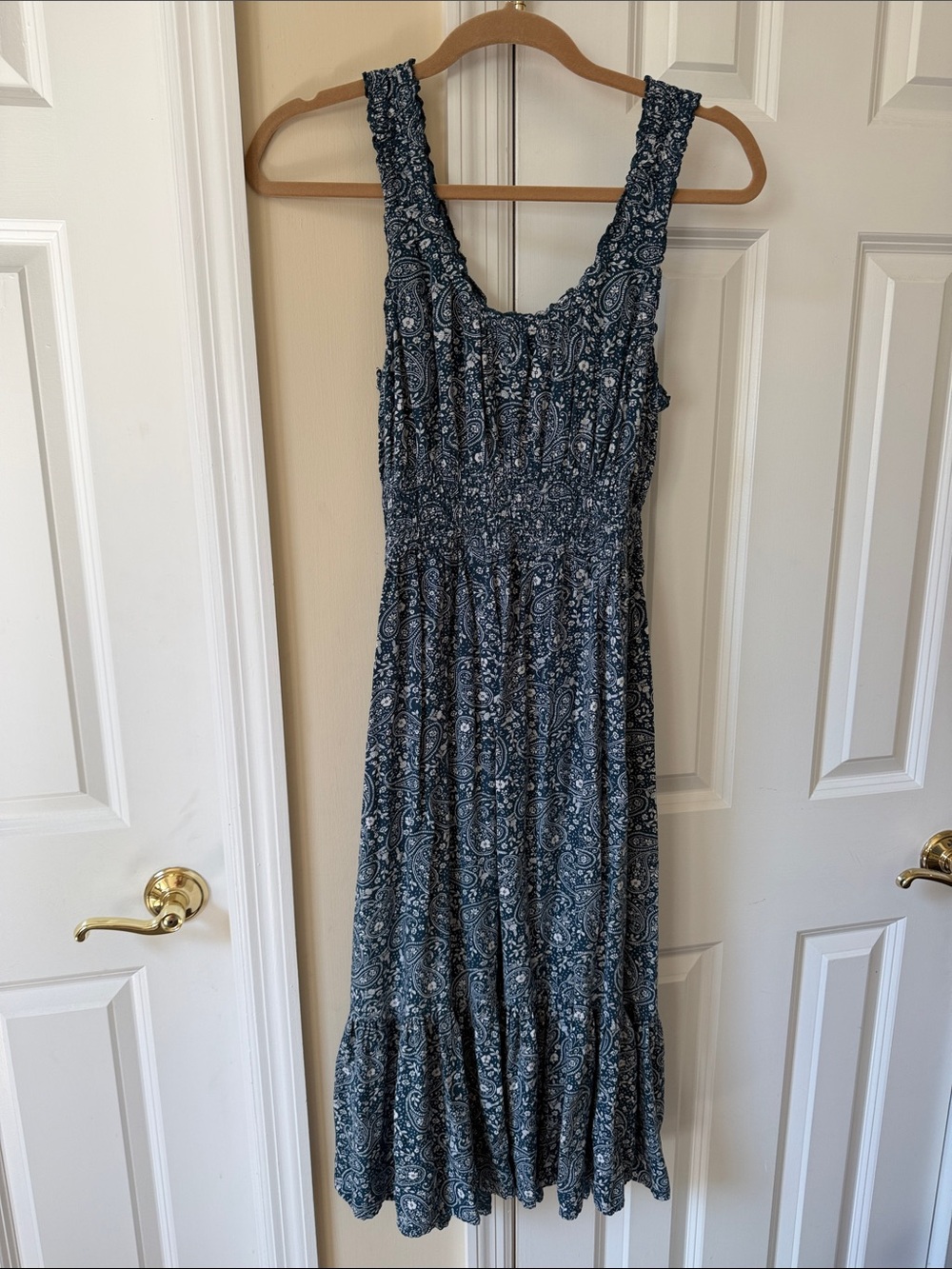 Patrons of Peace Blue Paisley Smocked Maxi Dress